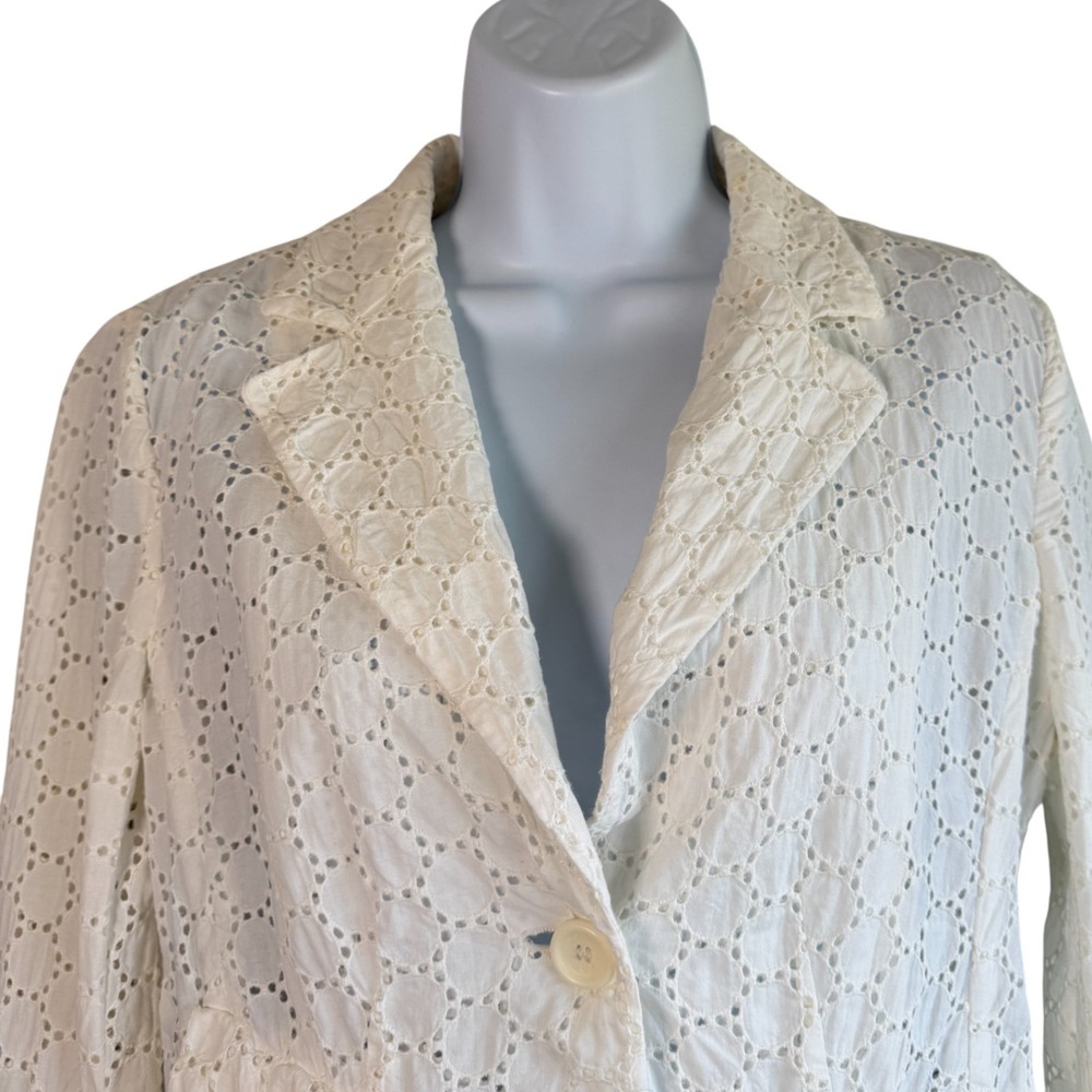 Oui Set Sheer Eyelet Lace Blazer Jacket Size 8 Academia Romantic Fairy Cottage - Picture 2 of 9